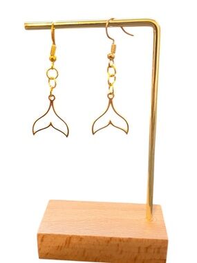 Gold Mermaid Tail Drop Earrings for Women